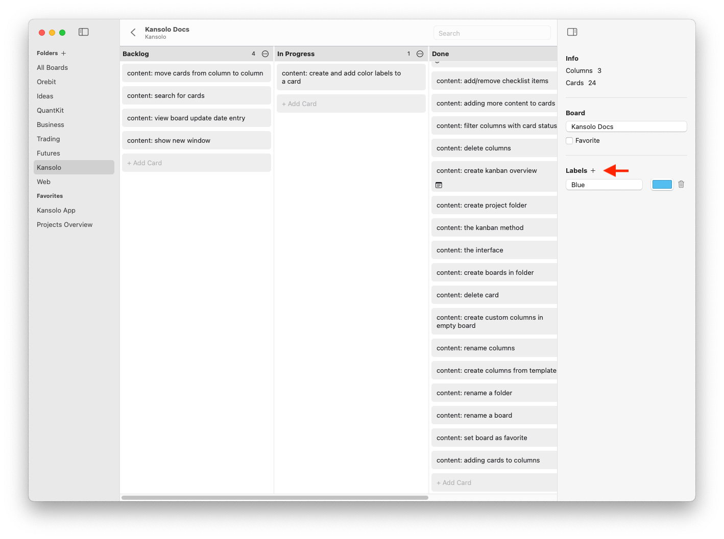 Kansolo Manage Color Labels