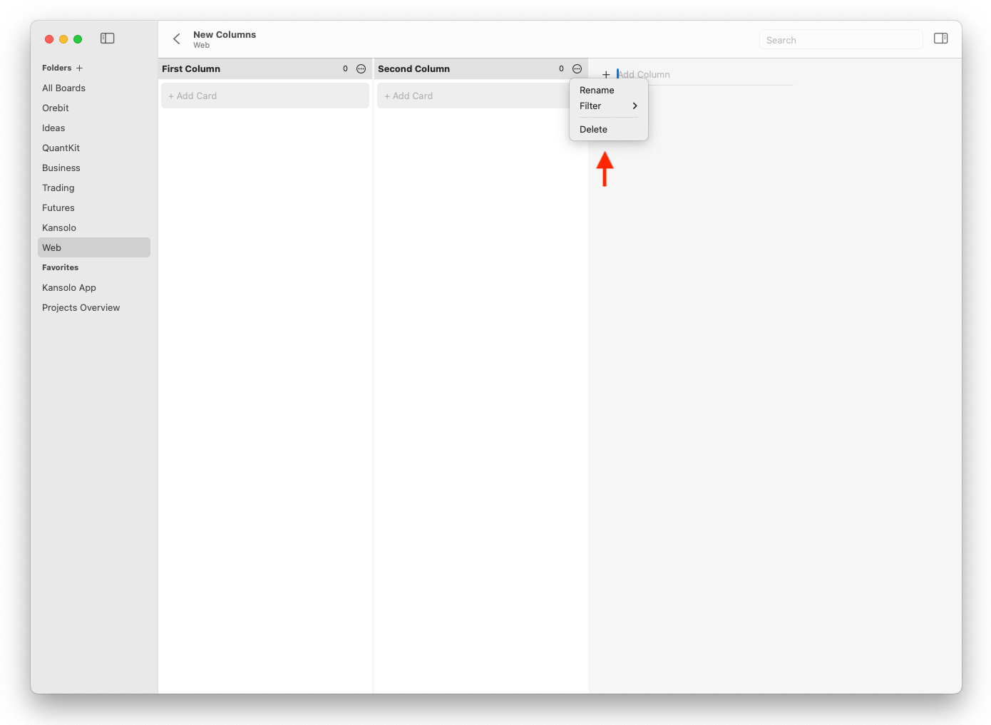 Kansolo Column Context Menu